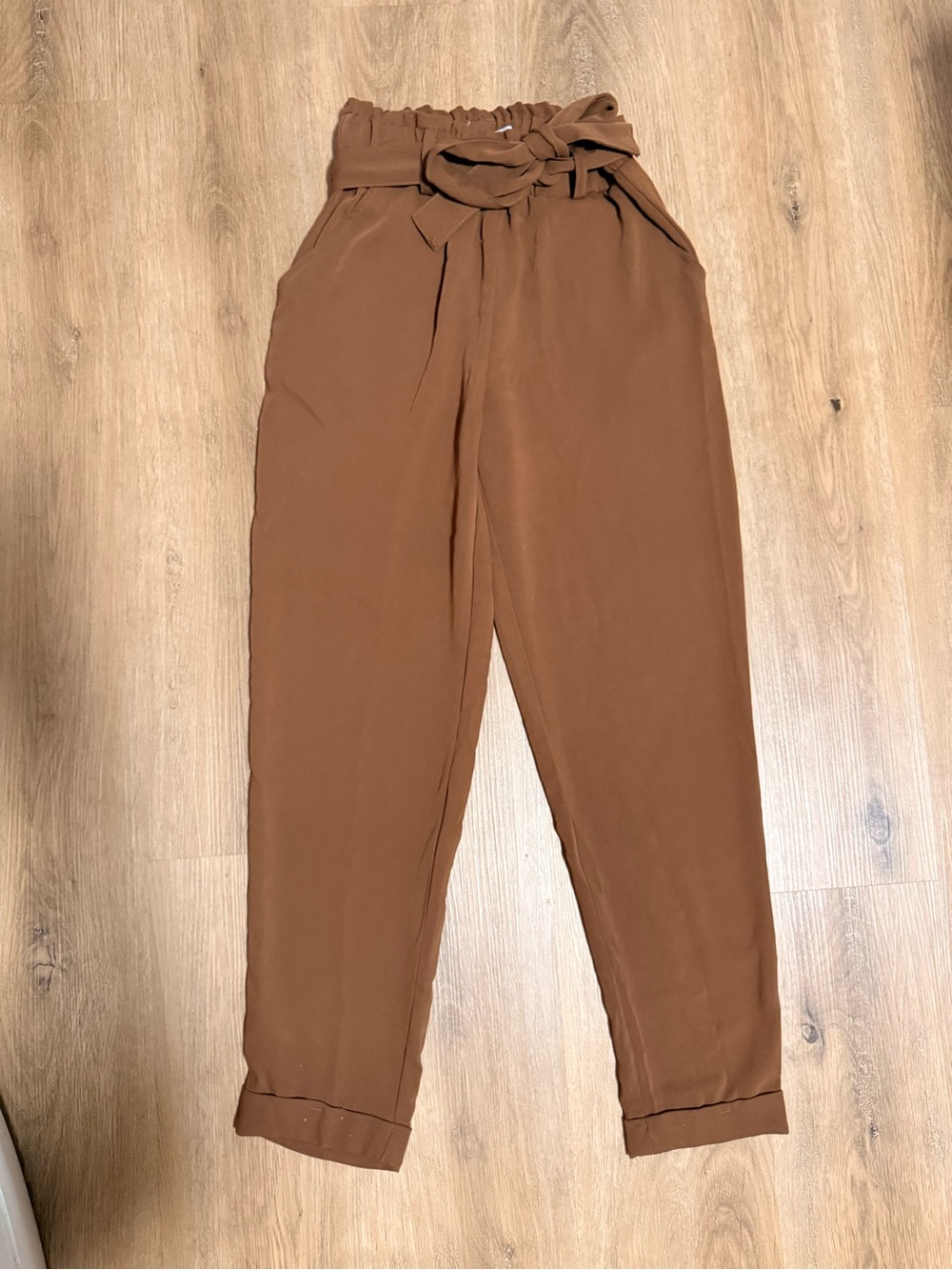 SO Brown Paperbag Waist Chinos with Tie Belt